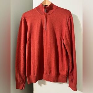 JoS A. BANK Orange 100% Pima Cotton 1/4 Zip Sweater - Sz L